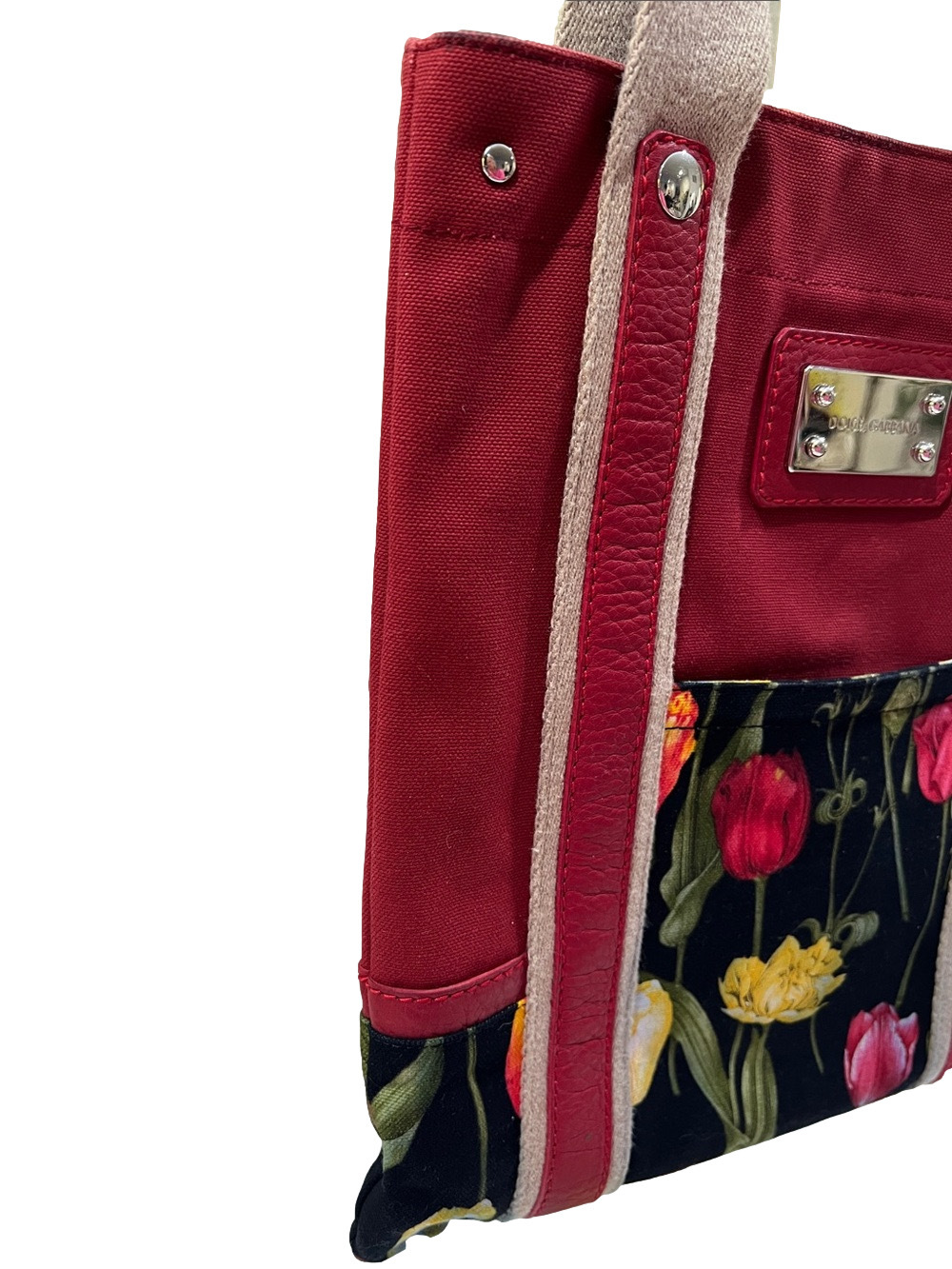 Dolce & Gabbana Red Tulip Canvas Tote - Picture 4 of 13